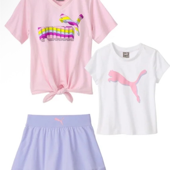 NEW| Puma Girls' Pink and White T-Shirt Duo| size:6 - Picture 2 of 4